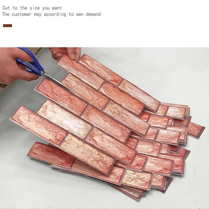 3D Stereo Wandaufkleber Selbstklebende Tapete Ziegelmuster Kreativ Aluminiumfolie Vinyl Wasserdichte Tapete Wohnzimmer Dekor
