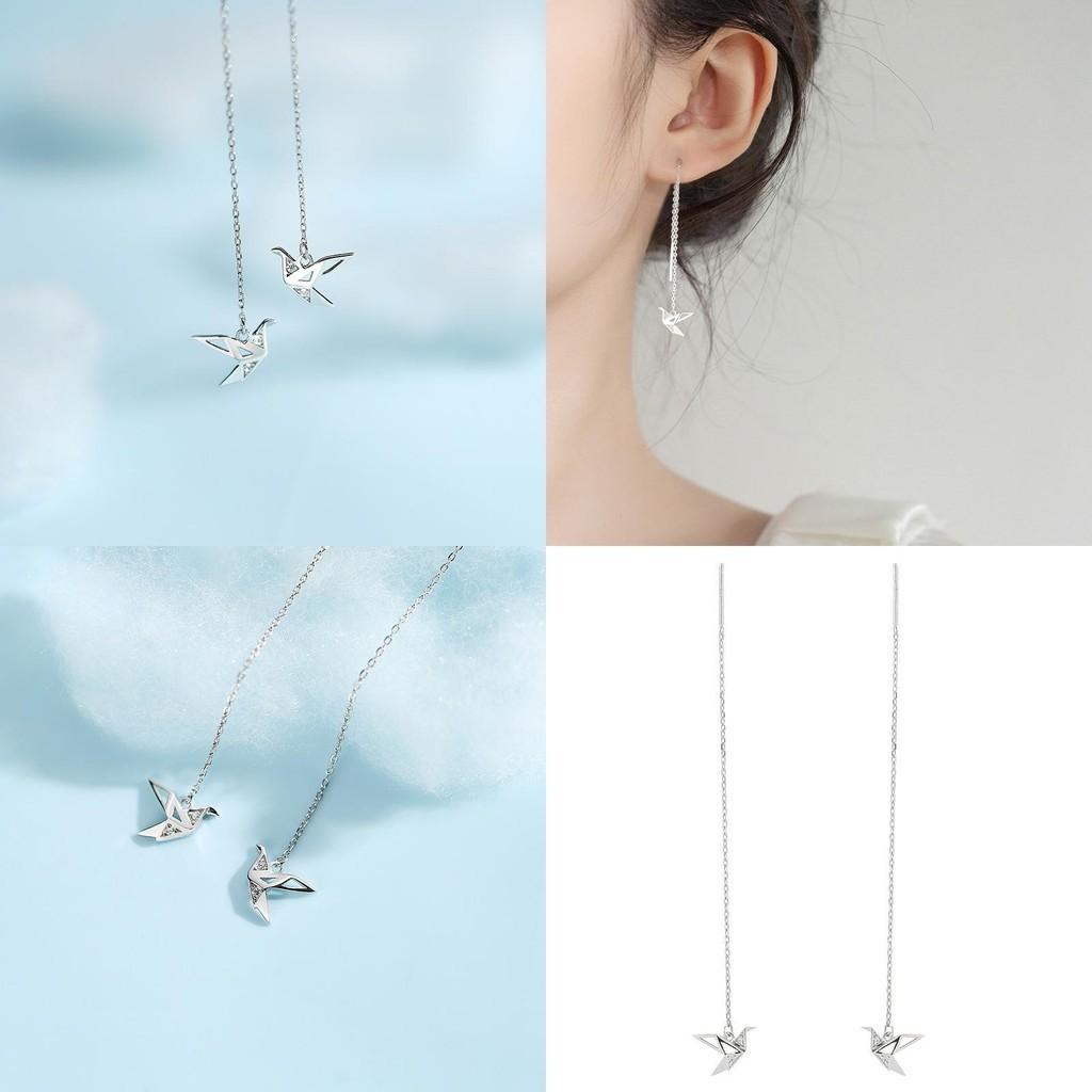 Diamond Sparkling Yixuan Origami Crane Ear Threader Popular Chain Element Design