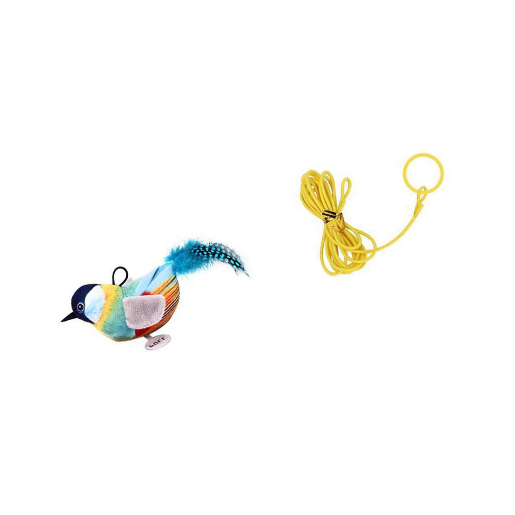 Interactive Cat Toy Set with Electronic Chirping Bird Sound Catnip Cat Feathered Brid for Indoor Cats Exercise Playset