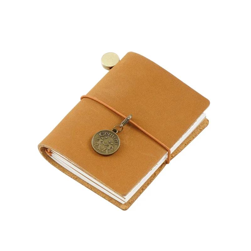 Fromthenon Traveler's Notebook Mini Loose-leaf Notebook Top Layer Leather Pocket Planner Notebooks for Students Stationery