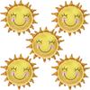 5Pcs 26Inch Smile Face Sun Balloon for Party Mylar Sunshine Balloons Summer Balloon for Sunshine First Kids Birthday Decorations