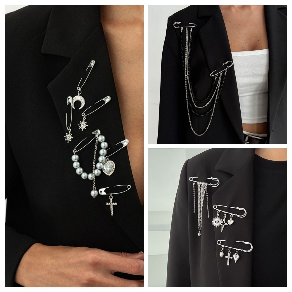 Heart Tassel Chain Brooch Hip-hop Trouser Fastener Punk Pants Chain Pin  Pants Decoration