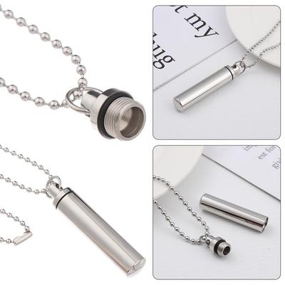 Beads Chain Wishing Bottle Necklace Perfume Vial Pendant Openable Cylindrical Tube Stainless Steel