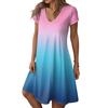 Women's Fashion Summer Casual Short Sleeve Floral Print Dresses