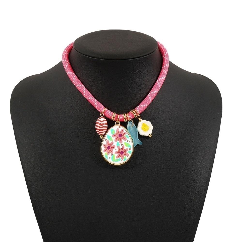 Bohemian Multi-element Pendant Necklace Colorful Neck Chain Fashionable Rope Necklaces  Travel