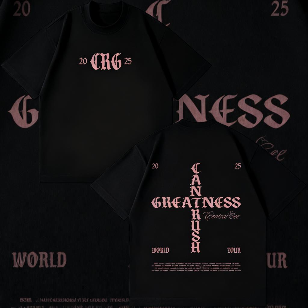 2025 Summer Central Cee CAN'T RUSH GREATNESS World Tour Hip Hop Short Sleeve Oversized Men Women 100%pure Cotton Printed T-shirt