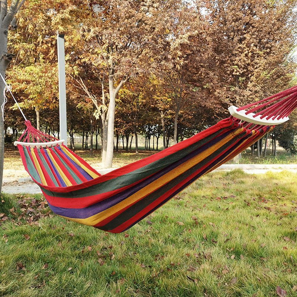 Thick Canvas Camping Hammock Good Load-bearing Swing Hammock Hanging Bed Beach Leisure Activities