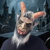 Démonická latexová maska s rohy a zakrvácenými ústy pro halloweenské party kostým Pokrývka hlavy a Cosplay doplňky