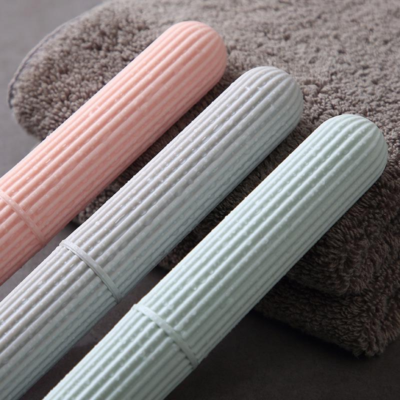 Compact Travel Toothbrush Holder - Stripe Design Storage Cup for Toiletries