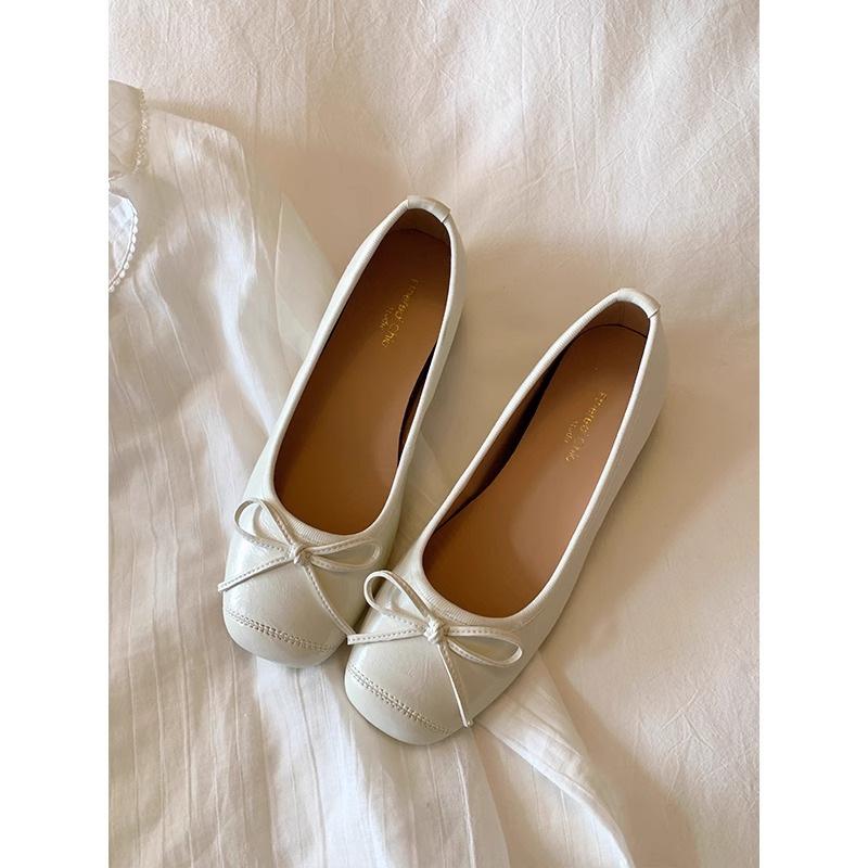 Fashion Versatile Small Single Shoes Women's Shoes Spring and Autumn 2025 Summer Bow Red Ballet Shoes