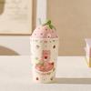 Fruit Strawberry Ceramic Cup with Lid Straw House Mug Festive Cup for Girls' High Value Water Cup Small Gift