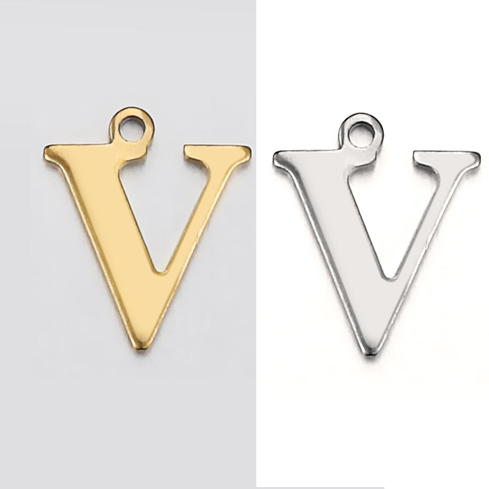 20pcs Stainless Steel Gold Letter Charm Initial Charms Alphabet Beads Pendants Assorted for Bracelet Necklace Jewelry Making DIY