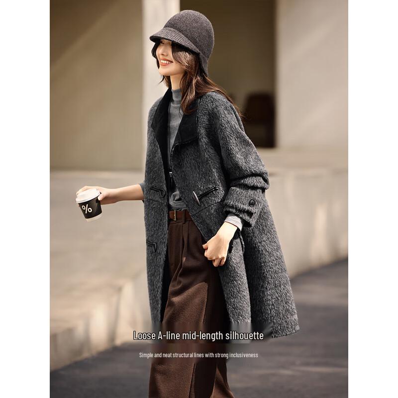 XWI Women's Alpaca Blend New Chinese Style Long Wool Coat