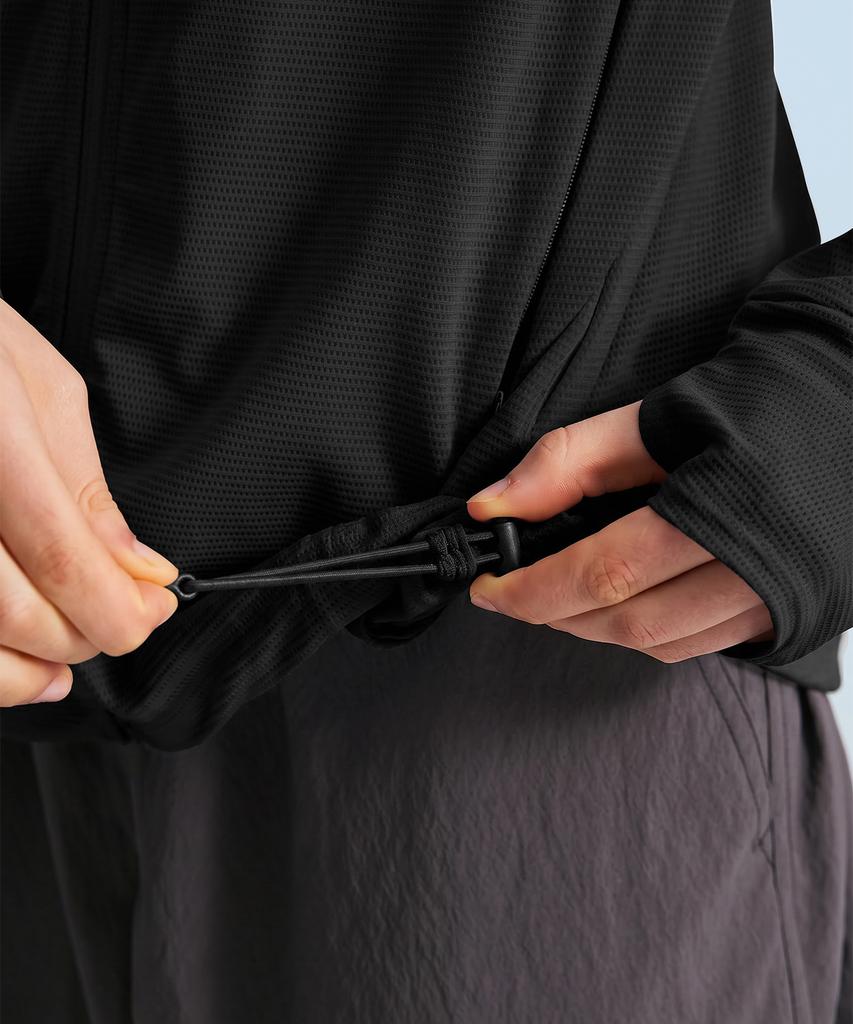 Leijibi Tech Flow Hydro Stand Neck Loose Fit Zip-Up Rash Guard M Black