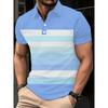 Nuevo Polo casual y de moda para hombre, camiseta de manga corta a rayas degradadas rosa y blanco para verano con cuello
