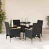 Vidaxl 5-Cz. Garden Furniture Set With Cushions, Black, Poly Rattan