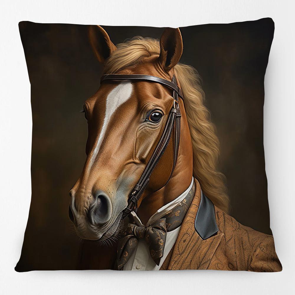 Victorian Bulldog Dachshund Dog Cushion Cover Vintage Highland Cow Stag Elephant Horse Camel Donkey Poster Pillow Case