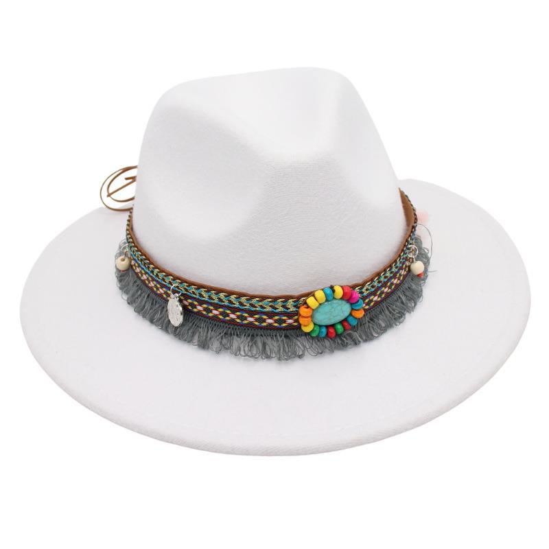 Ethnic Style Top Hat, Gem Decorated Jazz Hat, Men'S And Women'S Felt Hats, Mongolian Plush Hats, Fedora Hats Are Trendy