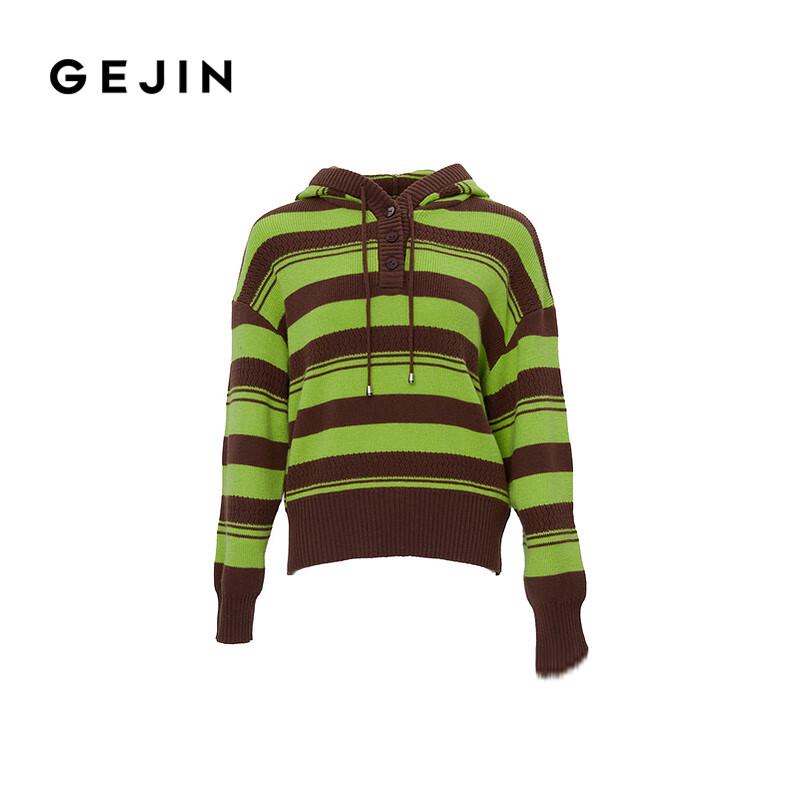 Gejin Women s Striped Hooded Knit Sweater L