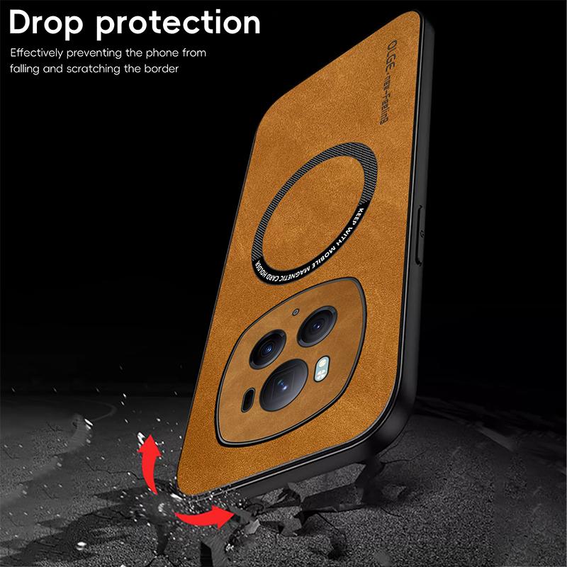 For Magsafe Magnetic Car Support Shockproof Matte Leather Phone Case For Honor 200 100 90 70 Magic 6 5 4 3 Pro Bumper Back Cover