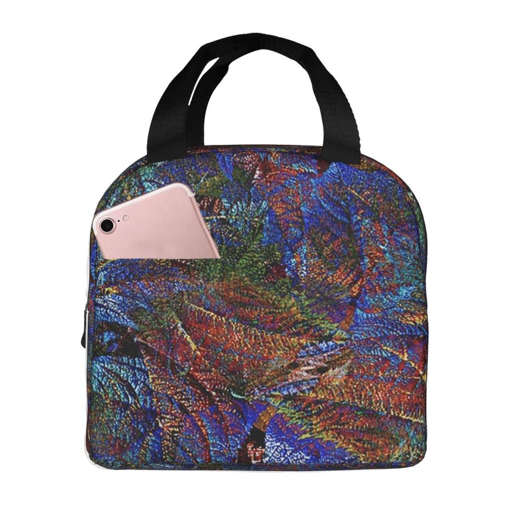 Colorful Leaves Leaf Vein Pattern Insulated Lunch Bag for Women Children Portable Food Boxes Thermal Lunch Box Tote