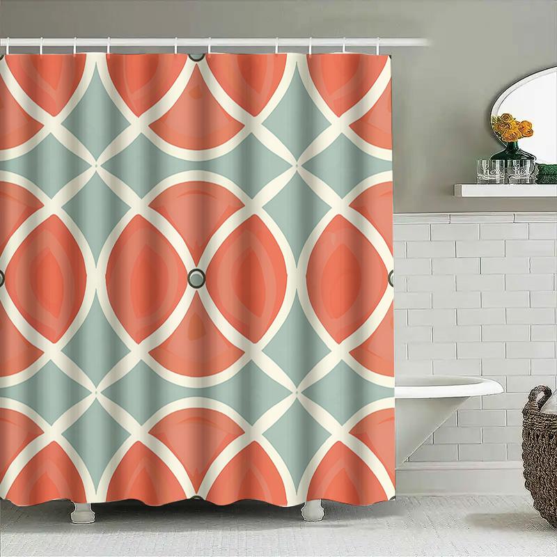 Modern Geometric Shower Curtain Waterproof Decorative Bathroom Accessories Set For Home Improvement