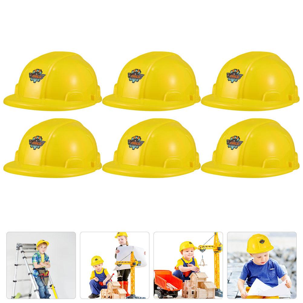 6pcs Clothing Tool Hat Baby Party Hats for Kids Child Hard Plastic Construction Worker Toy