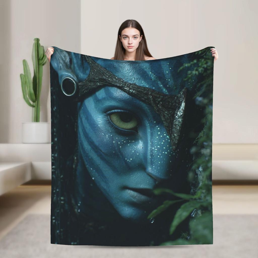 Avatars Blue Na'vi Neytiri Poster Bedding Throws Soft Comfy Blanket For Couch Chair Plane Travel Flannel Bedspread Bed Cover