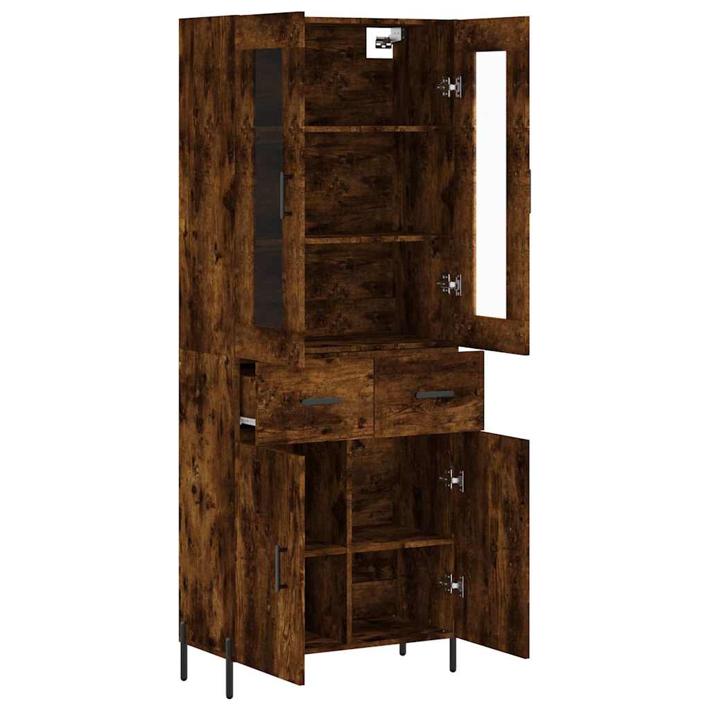 Vidaxl Witrynka Przydymiony Dąb 69,5X34X180 Cm Materiał Drewnopochodny