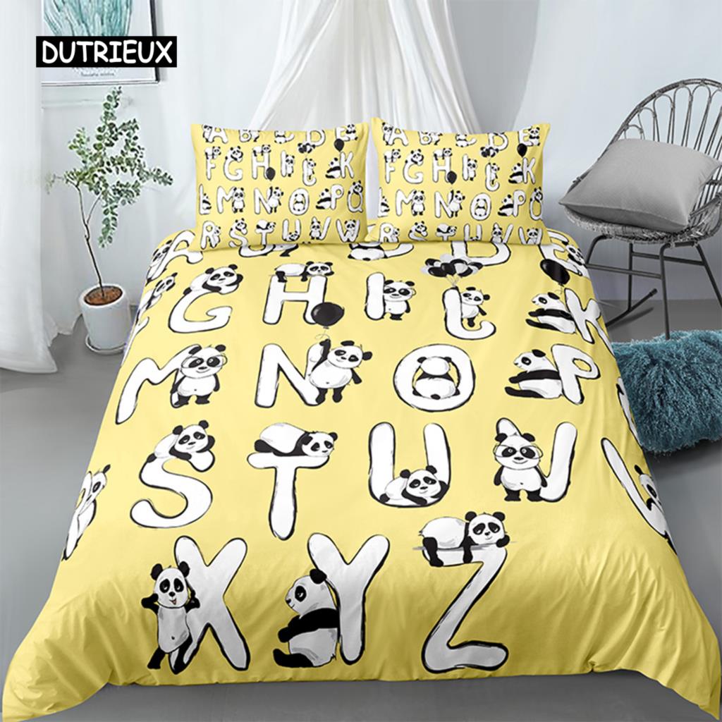 Panda Printed 2/3pcs Bedding Set Bamboo Duvet Cover For Adult Child Bedclothes And Pillowcases Comforter Covers Bed Sets