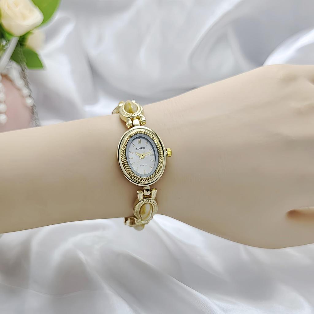 Trendy Oval Stone Bracelet Women's Watch - Versatile Fashion Accessory