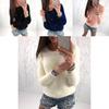 Cozy Women Plush Beaded Sweater Casual Solid Color Fur Sweatshirt With O-neck