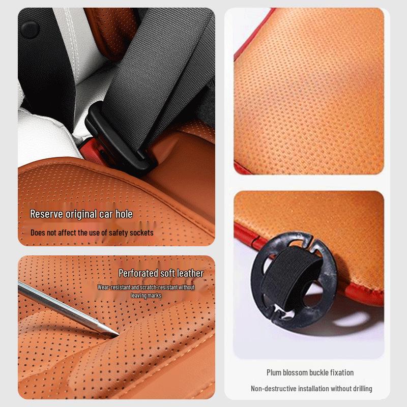 Mercedes-Benz & BMW Universell Nappaläder Bilbarnstolskudde – Perforerad, Bekväm, Halkfri, Förtjockad för Alla Årstider.