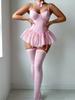 European and American New Pure Desire Sexy Underwear Steel Ring Suspender Mesh Bow Pajamas