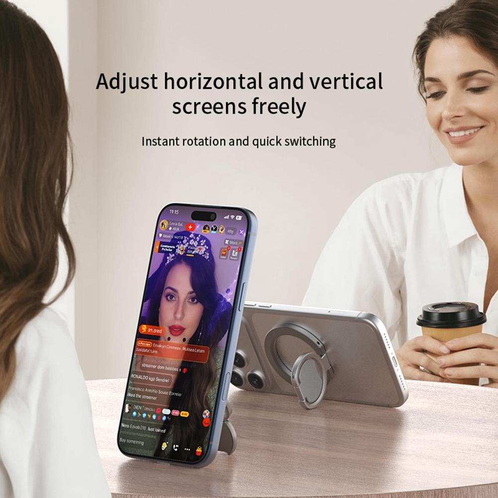 Magnetic Phone Ring Holder Grip with Dual-Side Magnets Triple Folding Zinc Alloy Kickstand