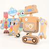 New Wooden Assembled Robot Toys, Fun Snap Design, 4 Different Robots Desktop Game, Christmas Easter Gift for Boys And Girls Over 3 Years Old