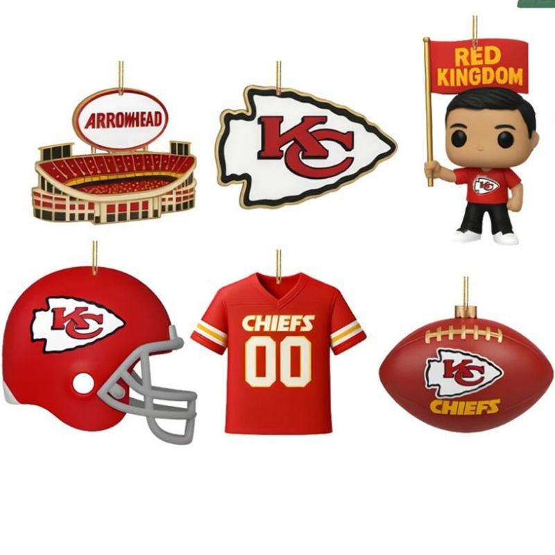 Festival Juldekoration Akryl Fotbollslag Ornament Set Slumpmässig Design Vägg Fönster Hängande