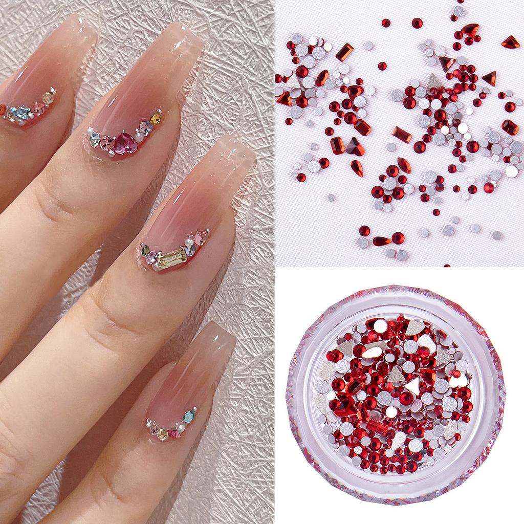 Mini Small Nail Art Mixed Warm Elf Aurora Flat Bottom Special-Shaped Diamond Diy Round Box