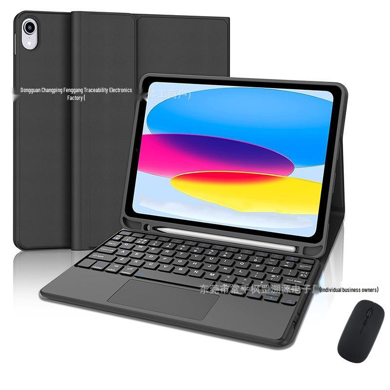 iPad Pro 11 Protective Case with Touchpad Bluetooth Keyboard, Pencil Slot, Leather, 10th Gen Air 7.