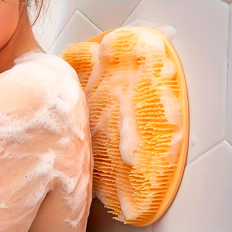 1pc Foot & Back Shower Scrubber, Silicone Bath Massage Pad, Wall Mounted Body Back Scrubber, Silicone Bath Massage Cushion Brush With Non-Slip