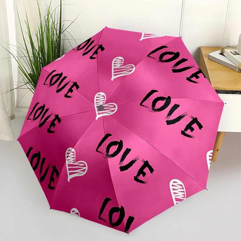 1pc Love Hearts Pattern Automatic Open/Close Umbrella, Lightweight for Women/Men, Perfect Gift - for Everyday or Holiday Eventsyy251127070