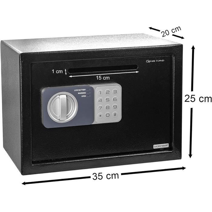 Electronic Deposit Safe - Genie Hand - B-class - Anti-bounce - Steel - 20x35x25 Cm