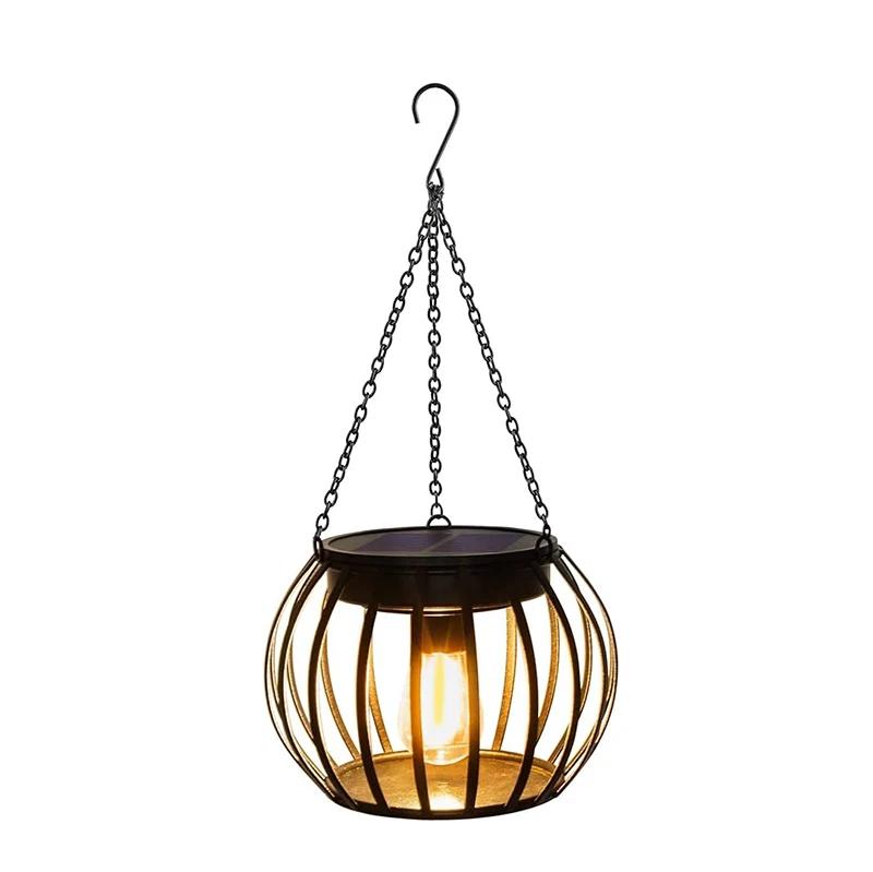 Upgraded Outdoor Solar Lamps Courtyard Garden Corridor Warm Light Metal Hanging Lights Light Control Decorative Lighting Hot