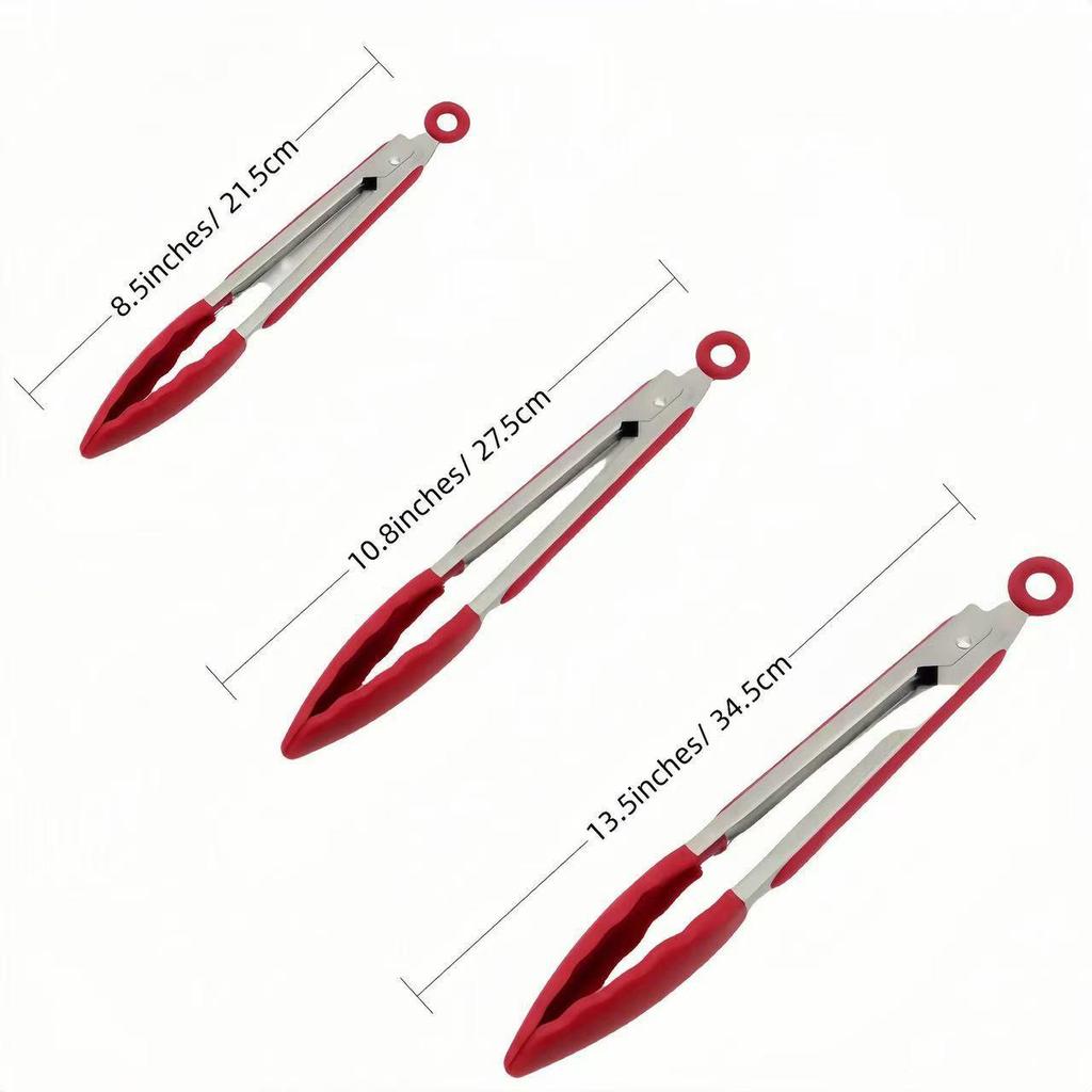 Silicone High-Temperature Resistant Tongs - Ideal for Grilling, Frying, and Bread - Stainless Steel Kitchen Tool