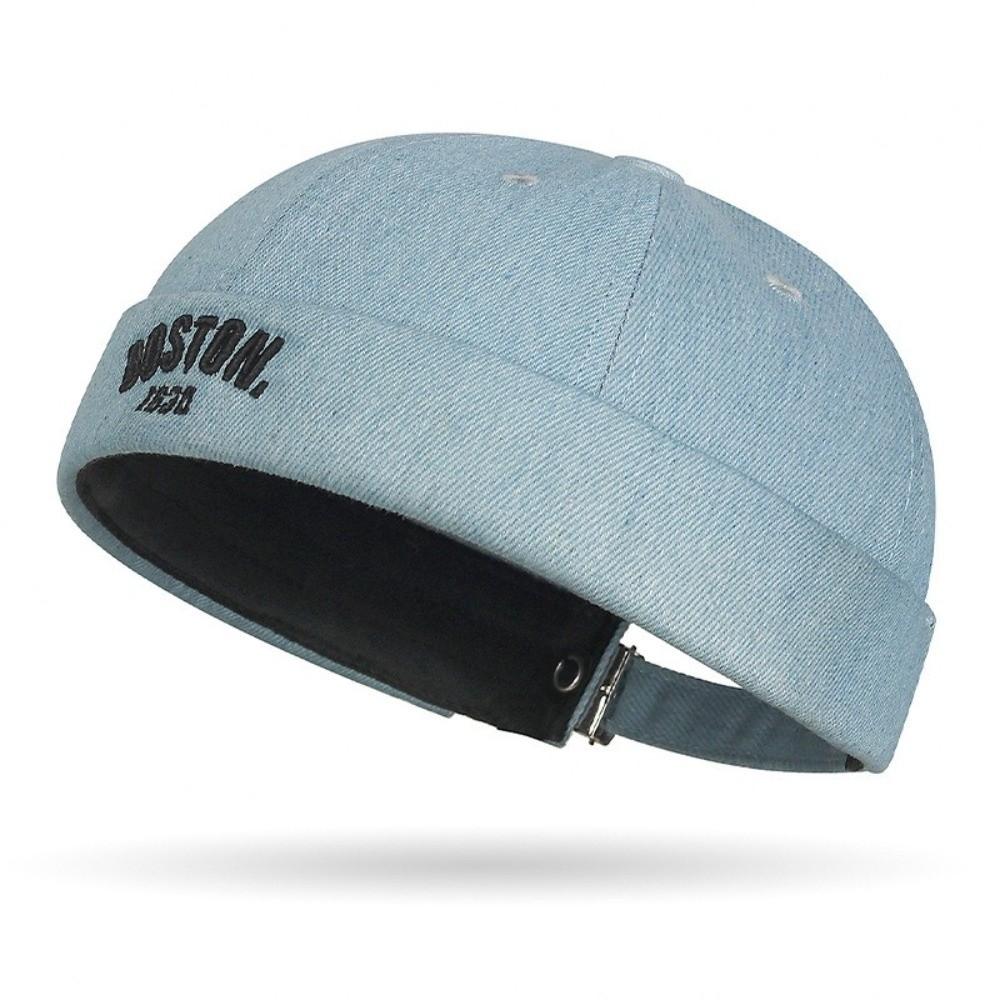 Letter Embroidered Brimless Cap Casual Hip Hop Hat Fashion Beanie Hat  Spring Summer синий