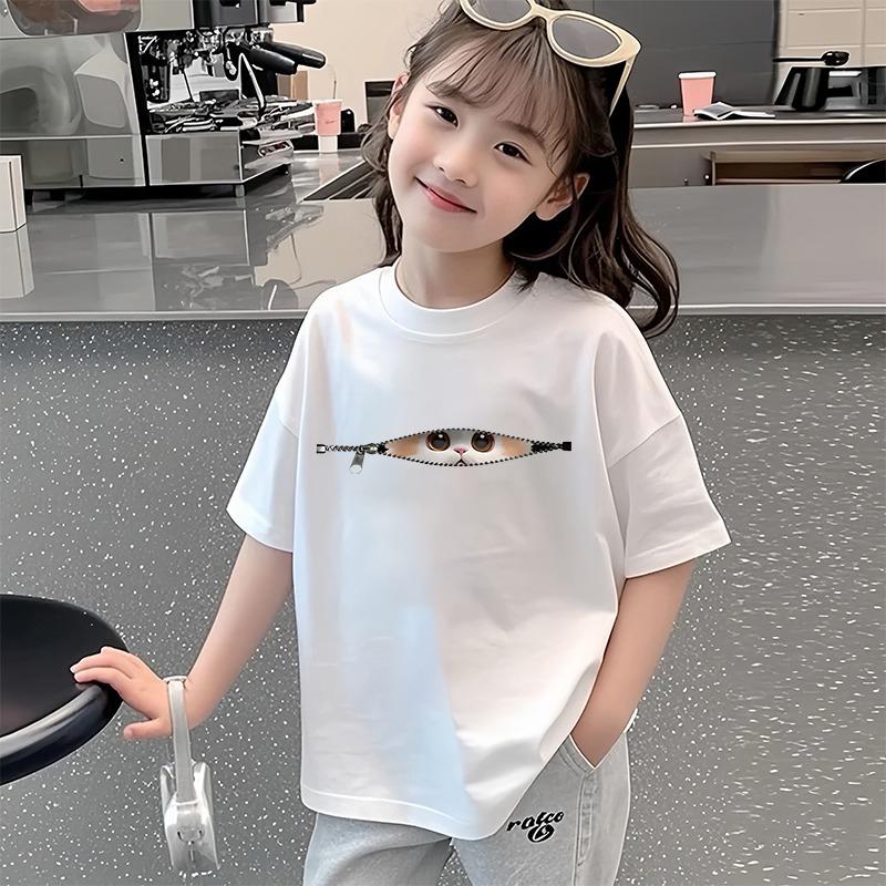 Kreslený elf grafický Labubu dětské potištěné tričko léto dámské ležérní venkovní dívčí trička s krátkým rukávem top oblečení