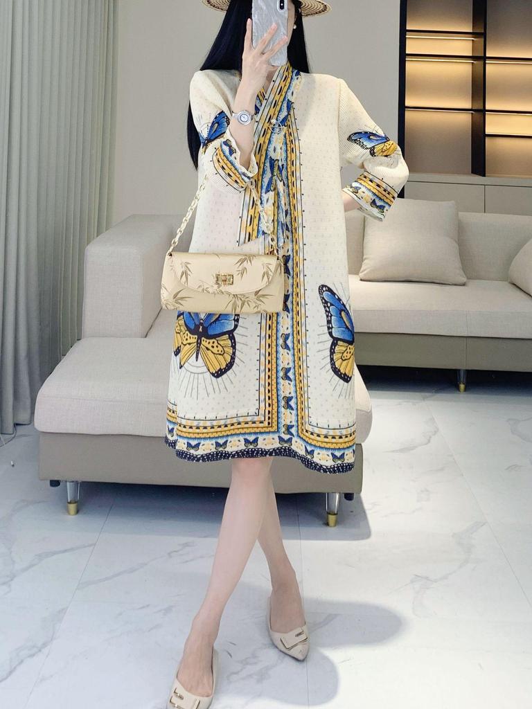 Autumn Chic Petite Butterfly Print A-Line Dress