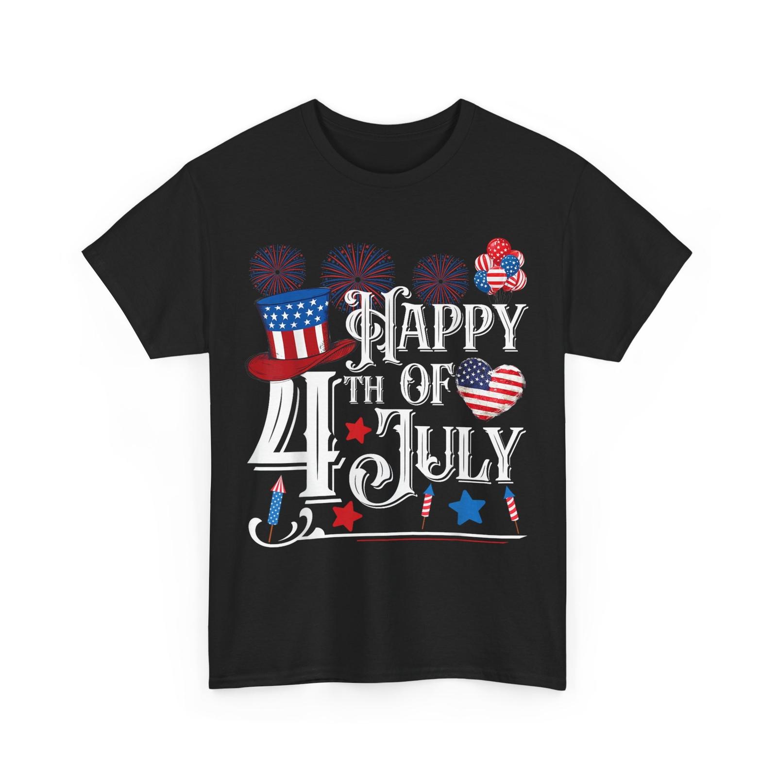 4th of July Shirt, Happy 4th of July Firework Independence Day T-Shirt L