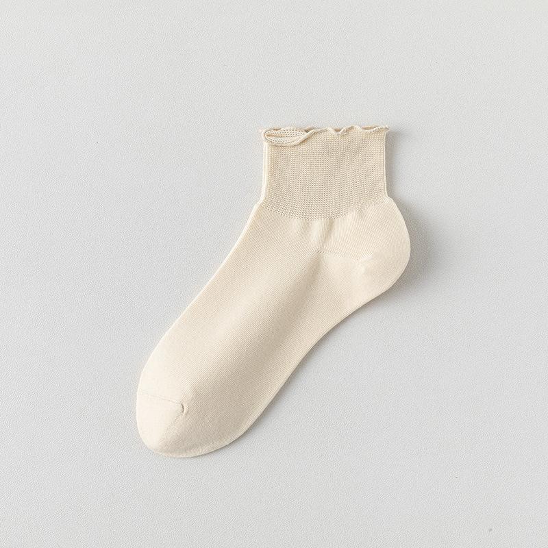 Women's Lace Loose-fitting Short Socks, Loose and Thin-mouthed Maternity Socks, Black Fungus and Lotus Leaf Rim Summer Socks