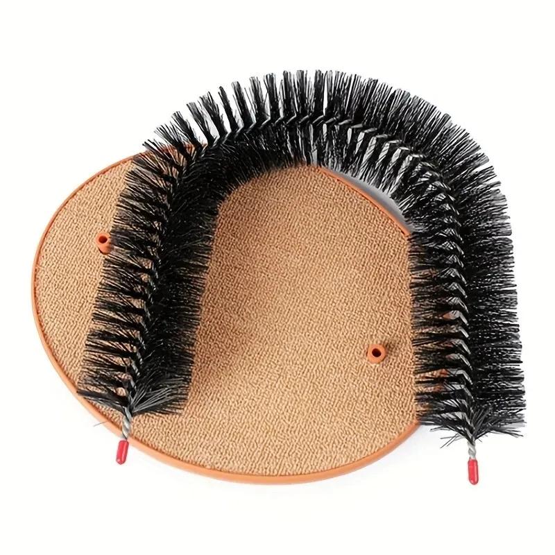 Cat Toy Arch Massage Grooming Brush With Scratching Pad Self Grooming Rubbing Tool For Cats Interactive Play Stress Relief